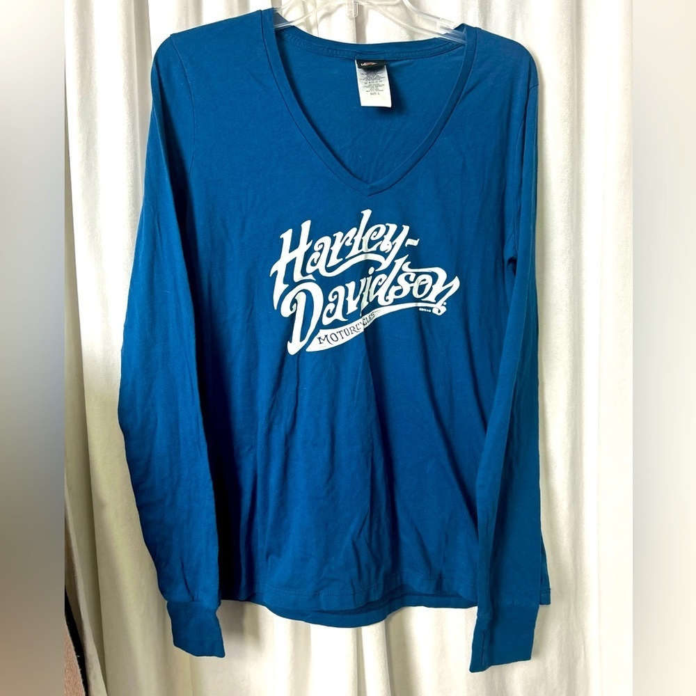 Harley Davidson long sleeve blue tee L